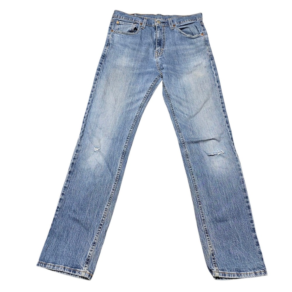 Levi's 505 Regular Fit Jeans Mens 32x32 Blue Cotton Blend Distressed